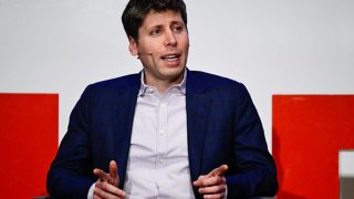 OpenAI CEO Sam Altman speaks at a panel discussion at the Technical University in Berlin on Feb. 7, 2025.