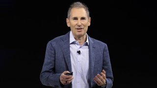 Amazon CEO Andy Jassy speaks during an Amazon Devices launch event in New York City, U.S., February 26, 2025.