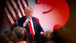 U.S. President Donald Trump delivers remarks at the Business Roundtable’s quarterly meeting at the Business Roundtable headquarters on March 11, 2025 in Washington, DC.