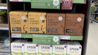 Nibs, etc. granola on sale at U.K. grocery store Waitrose.