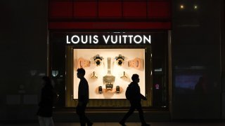 Louis Vuitton store window display in Mitsukoshi department store in Tokyo, Japan, on Friday, April 4, 2025.