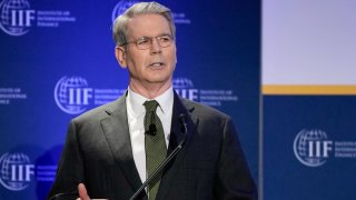 Scott Bessent, US treasury secretary, at the IIF Global Outlook Forum during the International Monetary Fund (IMF) and World Bank Spring meetings in Washington, DC, US, on Wednesday, April 23, 2025.
