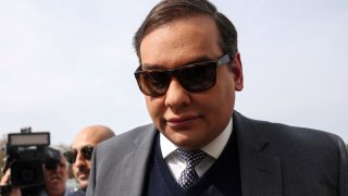 George Santos, who was expelled from the U.S. House of Representatives, arrives for the sentencing in his criminal corruption charges at Central Islip Federal Courthouse in Central Islip, New York, on April 25, 2025.