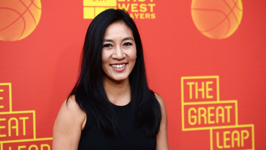 PASADENA, CALIFORNIA – NOVEMBER 10: Figure skater Michelle Kwan arrives at the opening night of “The Great Leap” at The Pasadena Playhouse on November 10, 2019 in Pasadena, California.