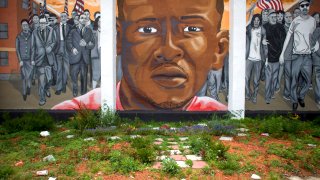 A mural of Freddie Gray