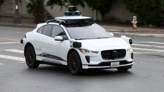 A Waymo autonomous vehicle drives along Masonic Avenue on April 11, 2022 in San Francisco, California.