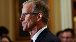 Republican U.S. Senator John Thune (R-SD), who was elected to become the next Senate Majority Leader, looks on following the U.S. Senate Republicans leadership election, on Capitol Hill in Washington, U.S., November 13, 2024. 