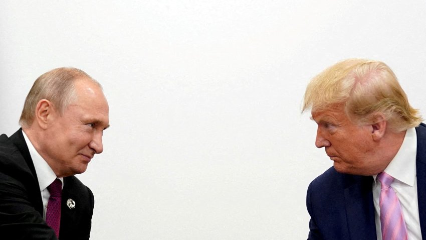 FILE PHOTO: U.S. President Donald Trump and Russian President Vladimir Putin hold a bilateral meeting at the G20 leaders summit in Osaka, Japan, on June 28, 2019.