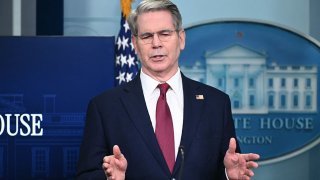 US Secretary of Treasury Scott Bessent speaks during the daily briefing in the Brady Briefing Room of the White House in Washington, DC, on April 29, 2025.