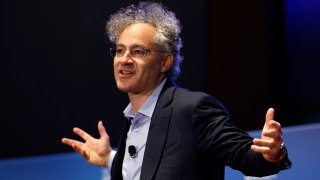 Alex Karp, CEO of Palantir Technologies, speaks on a panel titled Power, Purpose, and the New American Century at the Hill and Valley Forum at the U.S. Capitol on April 30, 2025 in Washington, DC.