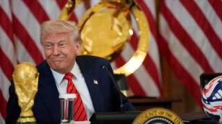 U.S. President Donald Trump holds a meeting of the Fifa Task Force at the White House in Washington, D.C., U.S., May 6, 2025.