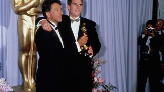 Dustin Hoffman and Tom Cruise during 61st Annual Academy Awards.