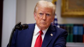 U.S. President Donald Trump takes a question from a reporter during a news conference in the Roosevelt Room of the White House on January 21, 2025 in Washington, DC.