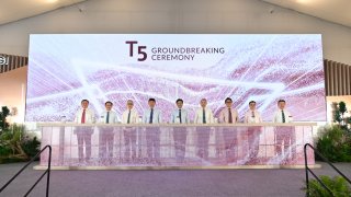 Singapore Prime Minister Lawrence Wong (fifth from left) at the groundbreaking ceremony of Changi Airport’s Terminal 5
