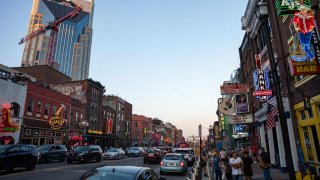 Broadway in downtown Nashville, Tennessee, on March 13, 2024. Megastar Beyonce’s highly anticipated country album, out on March 29, 2024, has cast a spotlight on efforts by Black performers — a vital part of the genre’s history — to create a more inclusive Nashville.