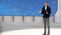 Sundar Pichai, CEO of Google, speaks at the Google I/O developer conference.