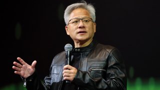 Jensen Huang, co-founder and CEO of Nvidia, speaks during a news conference in Taipei on May 21, 2025.