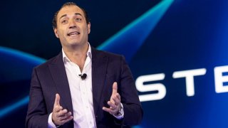Stellantis North America Chief Operating Officer and former Jeep CEO Antonio Filosa speaks during the Stellantis press conference at the Automobility LA 2024 car show at Los Angeles Convention Center in Los Angeles on Nov. 21, 2024.