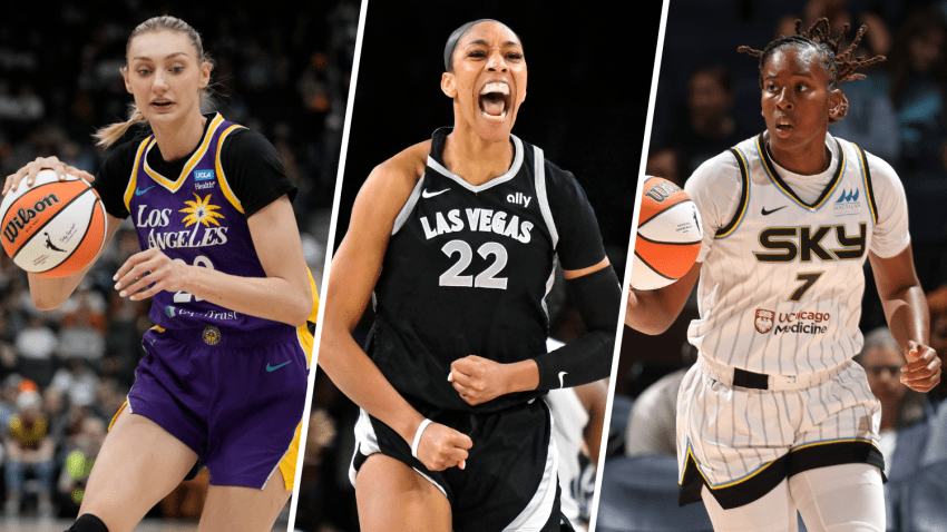 Split image of Cameron Brink, A'ja Wilson and Ariel Atkins