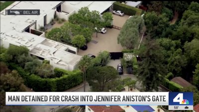 Radio call released after man crashes into Jennifer Aniston's home gate
