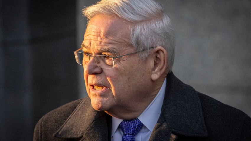 FILE – Former Sen. Bob Menendez, D-N.J., speaks to reporters outside federal court in New York, Wednesday, Jan. 29, 2025.