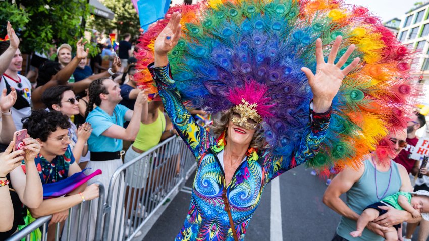 UNITED STATES – JUNE 10: Participants march down 14th Street NW during the Capital Pride Parade in Washington D.C., on Saturday, June 10, 2023. (Tom Williams/CQ-Roll Call, Inc via Getty Images)