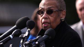 WASHINGTON, DC – MARCH 10: Delegate Eleanor Holmes Norton (D-DC) speaks at a press conference outside the U.S. Capitol on March 10, 2024 in Washington, DC. Norton spoke out against the House Republican’s proposed continuing resolution, saying it will cut funds to public safety and schools in Washington, DC.
(Photo by Kayla Bartkowski/Getty Images)