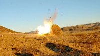 Still from video that shows an explosion that was posted to, then removed from, YouTube by a user linked to the Palm Springs bombing investigation.