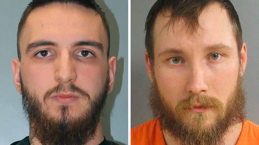 Split screen of men convicted of plotting to kidnap MIchigan Gov Gretchen Whitmer