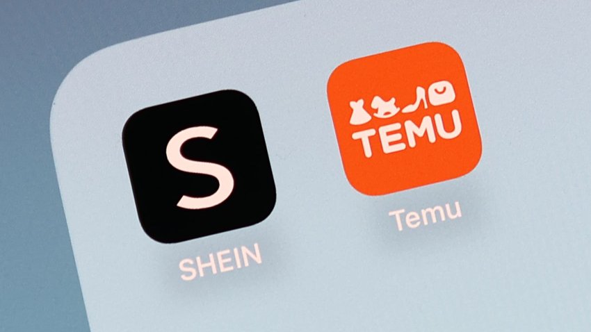 Shein and Temu icons on a phone screen.