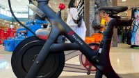 A Peloton bike is displayed at a Dick’s Sporting Goods store on May 08, 2024 in Daly City, California. 