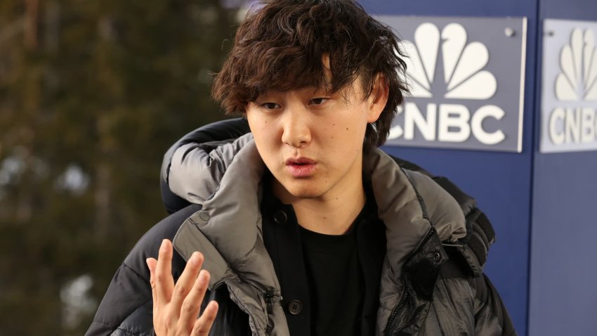 Alexandr Wang, CEO of ScaleAI speaks on CNBC’s Squawk Box outside the World Economic Forum in Davos, Switzerland on Jan. 23, 2025.
