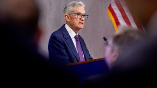 Federal Reserve Chair Jerome Powell speaks at the Thomas Laubach Research Conference held by the Federal Reserve Board of Governors on May 15, 2025 in Washington, DC.