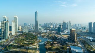 Landscape of Songdo International City. Incheon, South Korea.