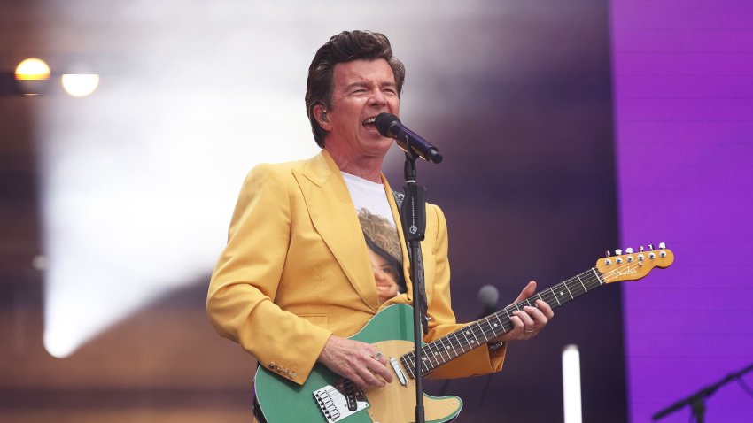 Rick Astley performs at BBC Radio 2 In The Park 2023 at Victoria Park on September 17, 2023 in Leicester, England.