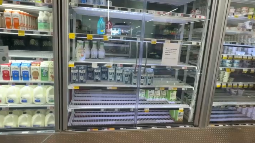 A Whole Foods in San Diego on June 13, 2025 has bare spots after a cyberattack on its distributor affected locations nationwide.