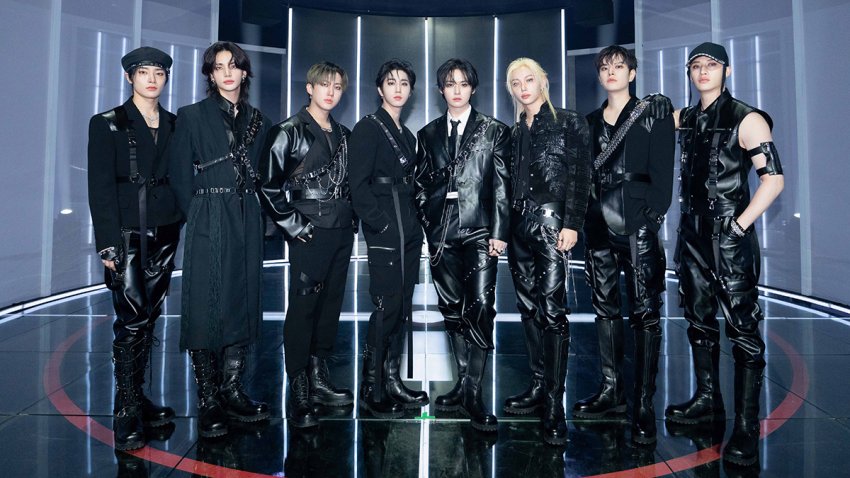 In this image released on December 12, 2024, Bang Chan, Lee Know, Changbin, Hyunjin, Han, Felix, Seungmin, and I.N. of Stray Kids perform at the 2024 Billboard Music Awards.