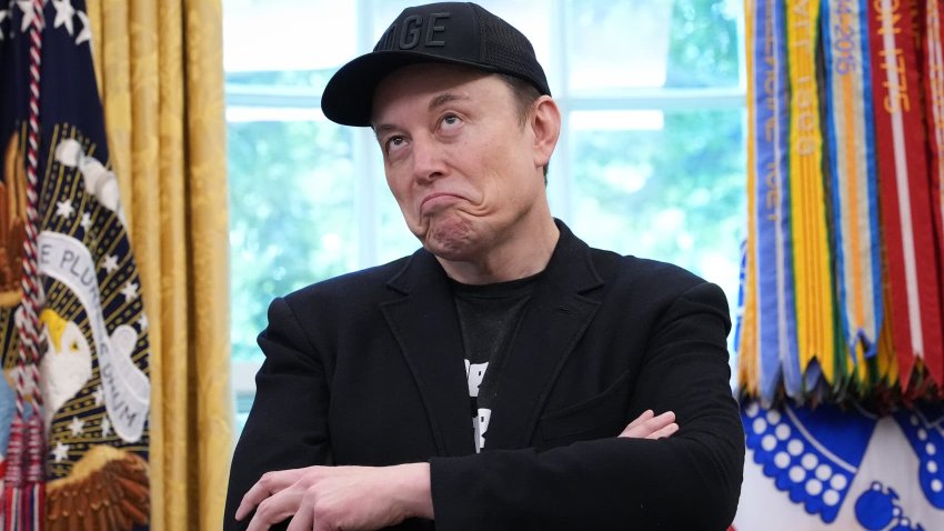 Tesla CEO Elon Musk speaks alongside U.S. President Donald Trump to reporters in the Oval Office of the White House on May 30, 2025 in Washington, DC.