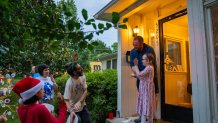 WASHINGTON, DC - JUNE 28: Kacey waves goodbye in front of her home in Bethesda, Maryland, on June 28, 2025. (Photo by Allison Robbert/For The Washington Post via Getty Images)