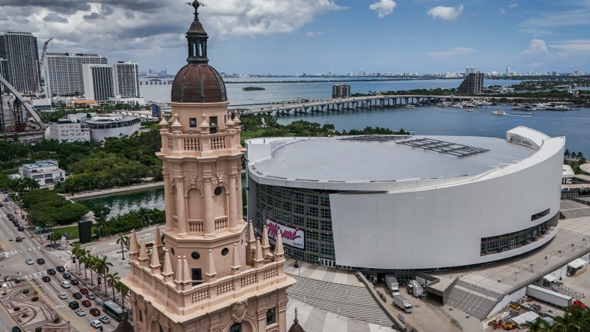 This aerial view shows the Miami Dade College Freedom Tower, which became the Cuban Assistance Center in 1962 to assist Cubans fleeing the 1959 communist revolution, on August 30, 2025, in Miami, Florida. Cuba’s longstanding economic crises have led to shortages of food and medicine, daily blackouts and waves of emigration to the United States, especially to southern Florida. Under a 1966 law, the Cuban Adjustment Act, citizens from the Communist-led island can obtain permanent legal residency in the United States after one year and one day in the country. But that privilege is changing. Under President Donald Trump’s administration, which came to power on the promise of mass deportations, hundreds of Cubans have been expelled from the country. (Photo by Giorgio VIERA / AFP) (Photo by GIORGIO VIERA/AFP via Getty Images)