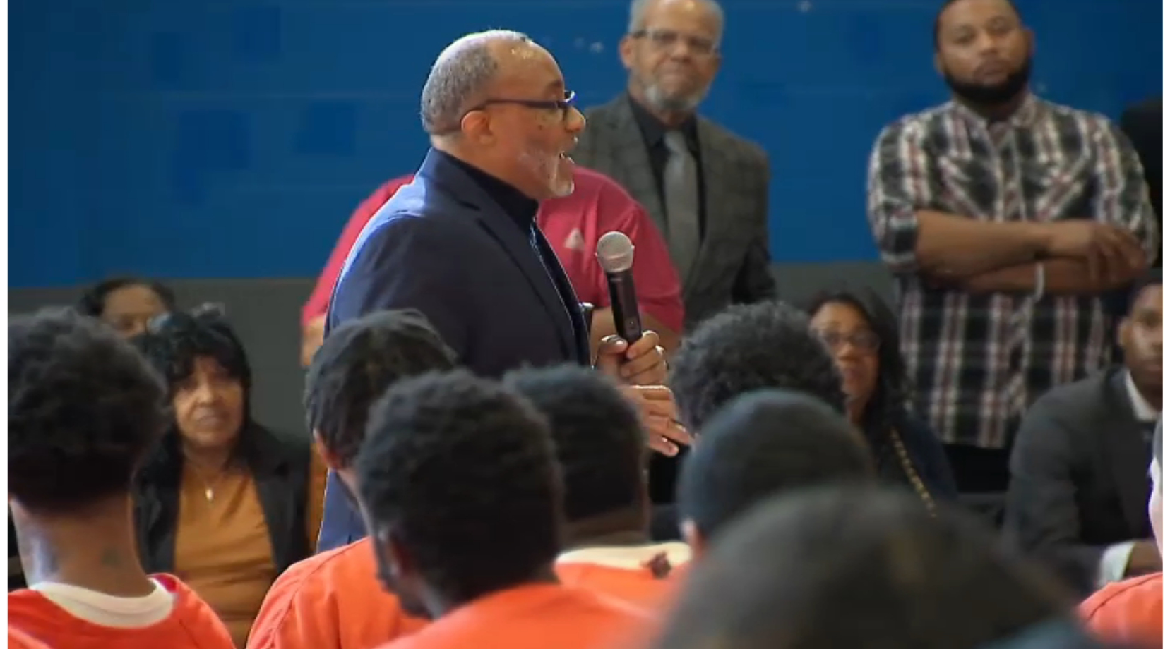 Moving Forward Ministries church service inside Prince George's County Department of Corrections in Maryland where 54 inmates were baptized