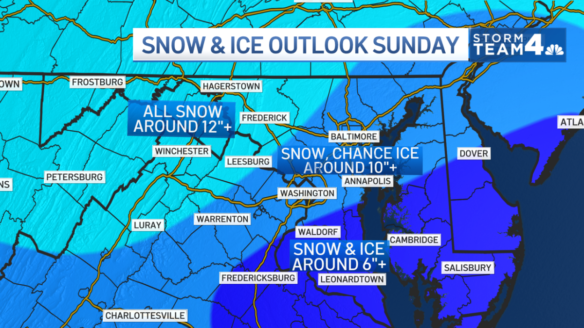 Winter storm expected to dump 6 to 12 inches of snow, plus sleet and ice, in DC area