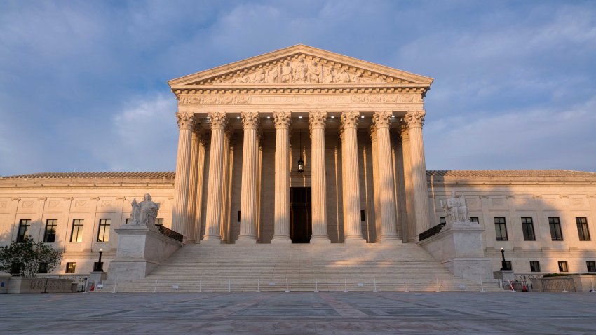 The U.S. Supreme Court is seen at sunset on June 6, 2026 in Washington, D.C.