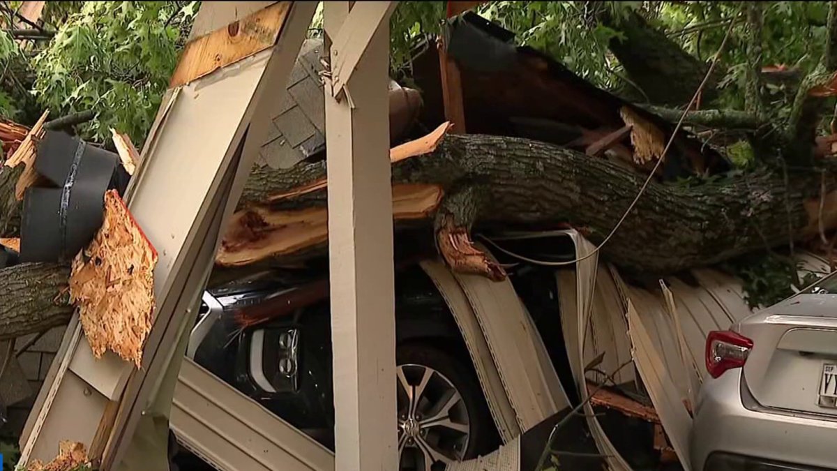 Fast-moving storms take down trees, crush cars in Northern Virginia