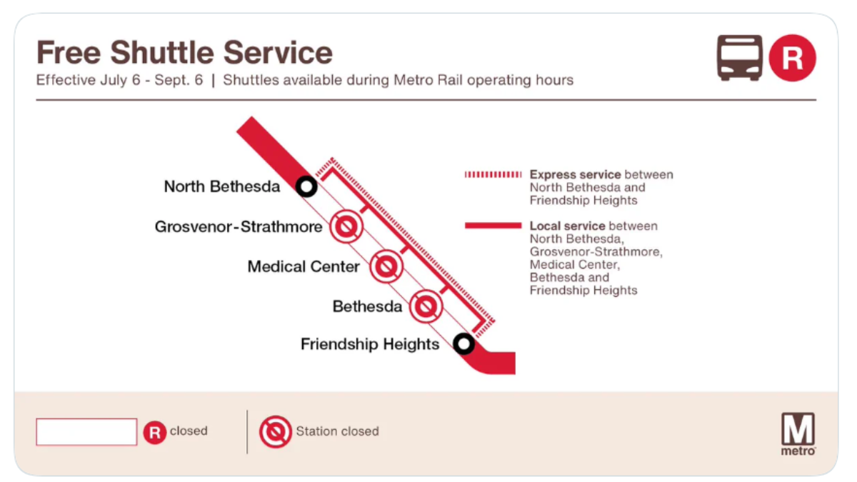 Red Line summer shutdown begins from North Bethesda to Friendship ...