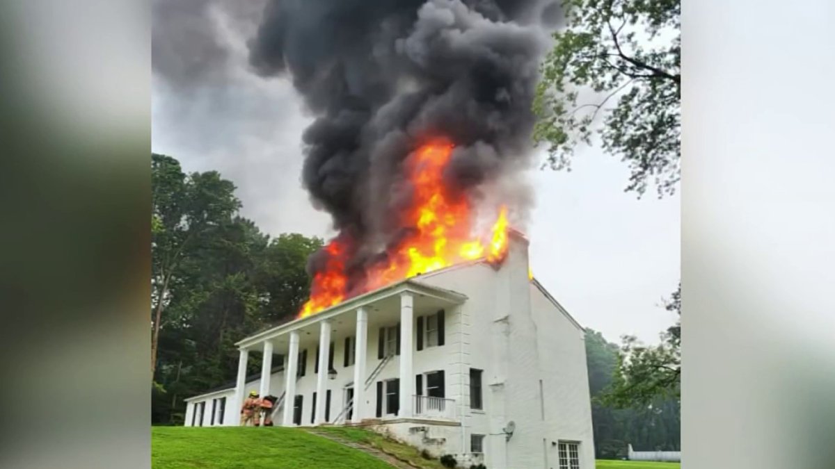 Lightning sparks flames on top of roof in Montgomery County during storms
