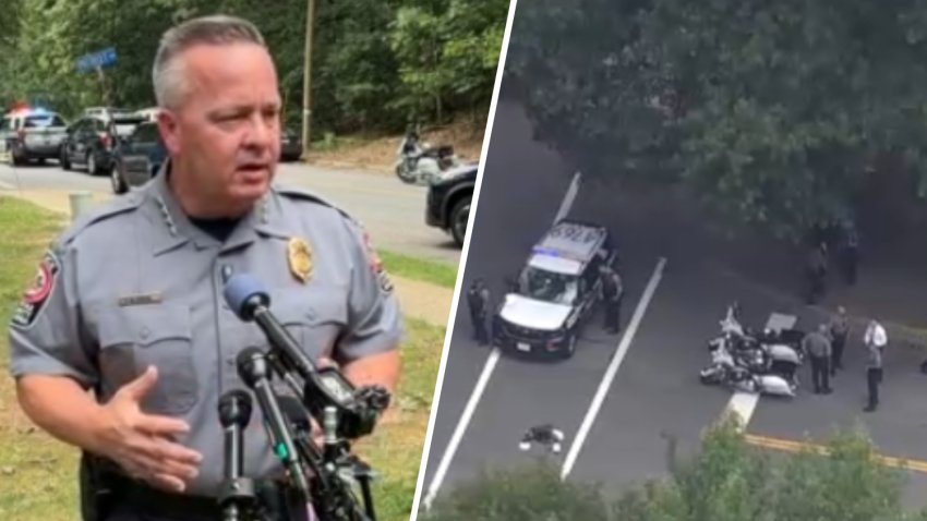 L: Fairfax County Police Chief Kevin Davis; R: Chopper4 video from the scene