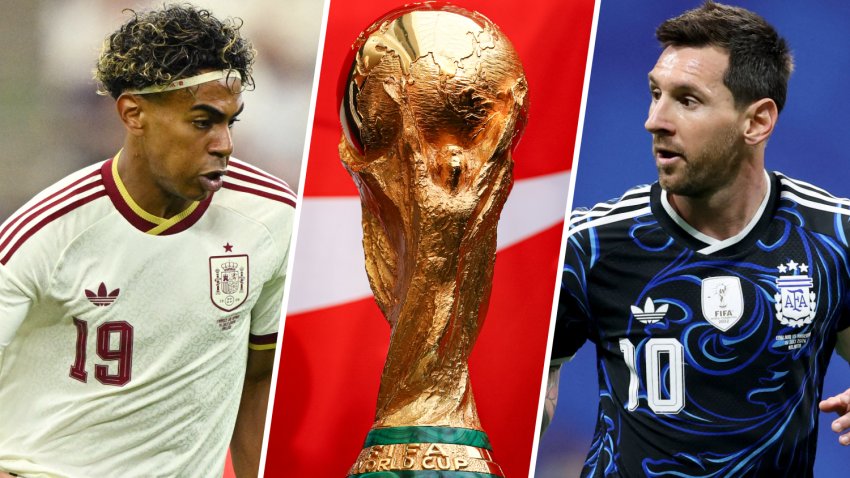 Lamine Yamal, the World Cup trophy and Lionel Messi
