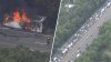 Trailer fire blocks lanes on I-495 Inner Loop in New Carrollton