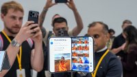 An Apple iPhone Duo foldable smartphone during a product unveiling event at Apple Park in Cupertino, California, on Wednesday, Sept. 9, 2026.